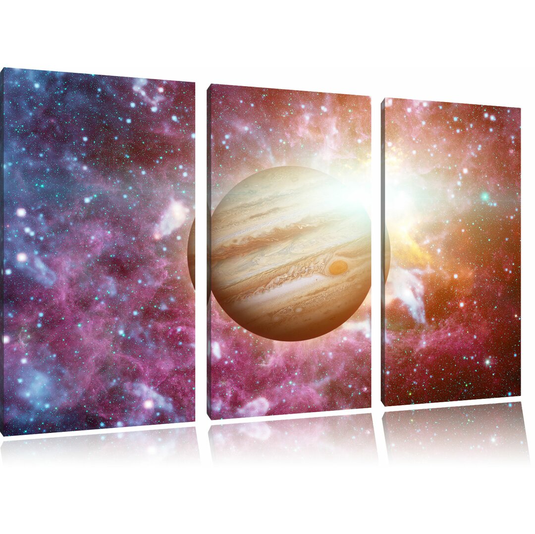 3-tlg. Leinwandbilder-Set Planet Jupiter im Universum, Grafikdruck