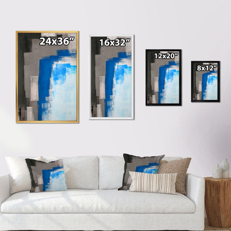 Art moderne gris et bleu II 2FL47723, Noir, H 12 po x l 8 po x P 1 po