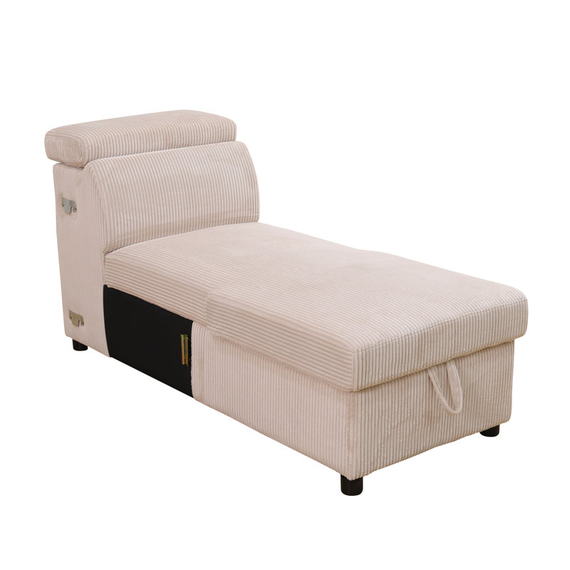 Canapé-lit extensible en velours côtelé 3 pièces de qualité supérieure avec appui-tête réglable, porte-gobelets dissimulés et rangement sous la banquette