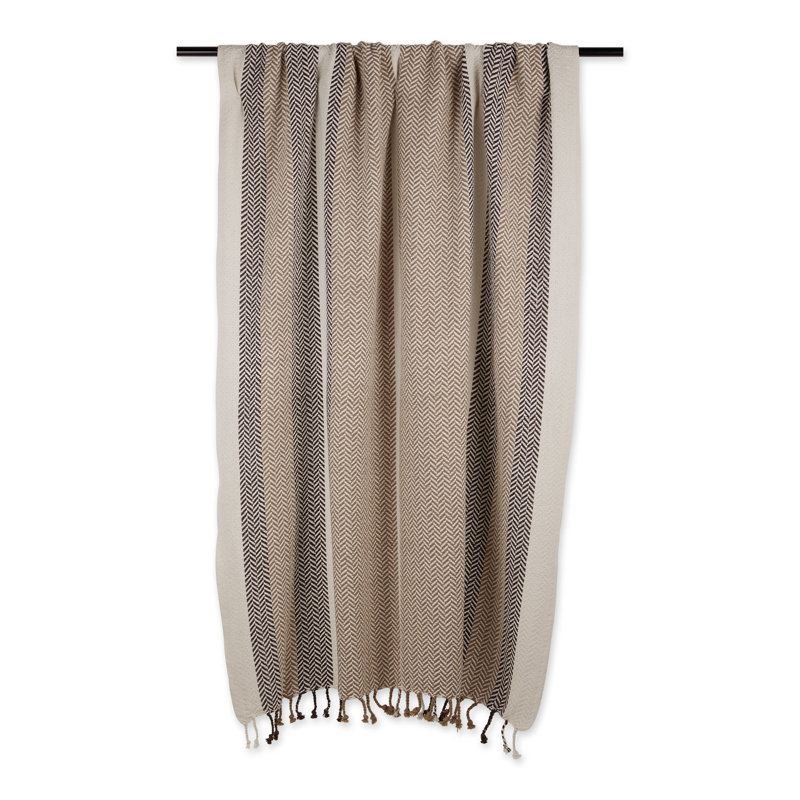 50"x60" Beige and Brown Herringbone Throw Blanket
