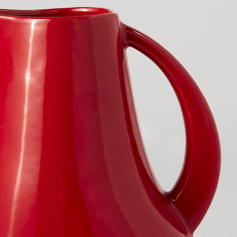 Modern Red Ceramic 72 oz. Pitcher with Tapered Handle