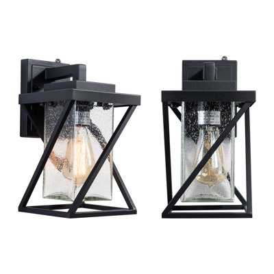 Colyton Black 12.2'' H Glass Outdoor Wall Lantern with Dusk to Dawn