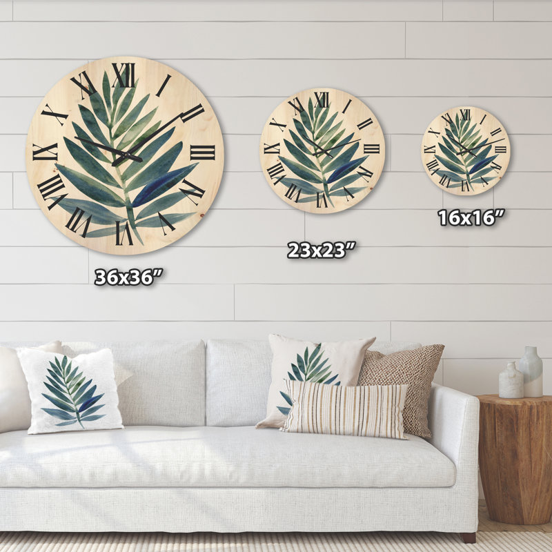 Horloge murale tropicale à feuilles vertes tropicales, Grand