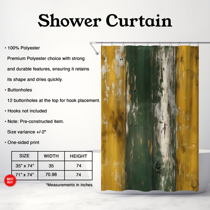 Rustic Yellow Timber - Premium Shower Curtain, 74"H x 71"W
