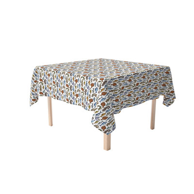 Square Tablecloth, 100% Cotton, 52X52", Fresh Catch