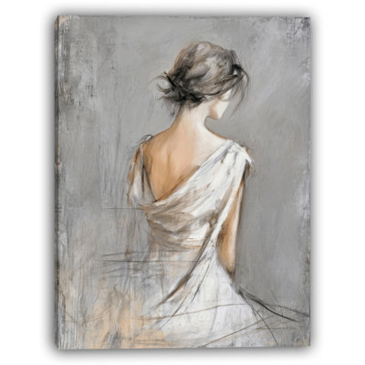 Whispers in Ivory – Romantic Figure Wrapped Canvas Wall Art