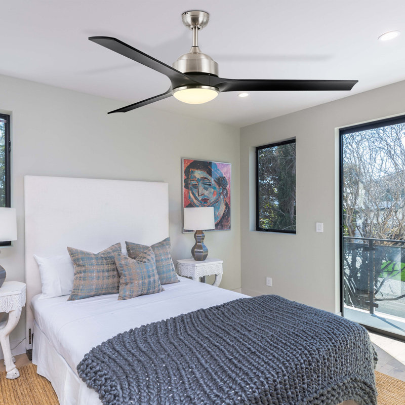 60" (3 Blades) Ceiling Fan with LED Lights and Remote Control Brushed Nickel