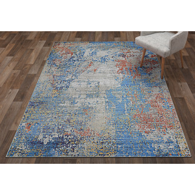 Tapis bleu / gris / rouge Atanasa