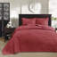 Couvre-lit réversible en grand rouge - Matelassage en coton prélavé matelassé sérénité surdimensionné pour un ajustement optimal et 2 taies décoratives lavables à la machine