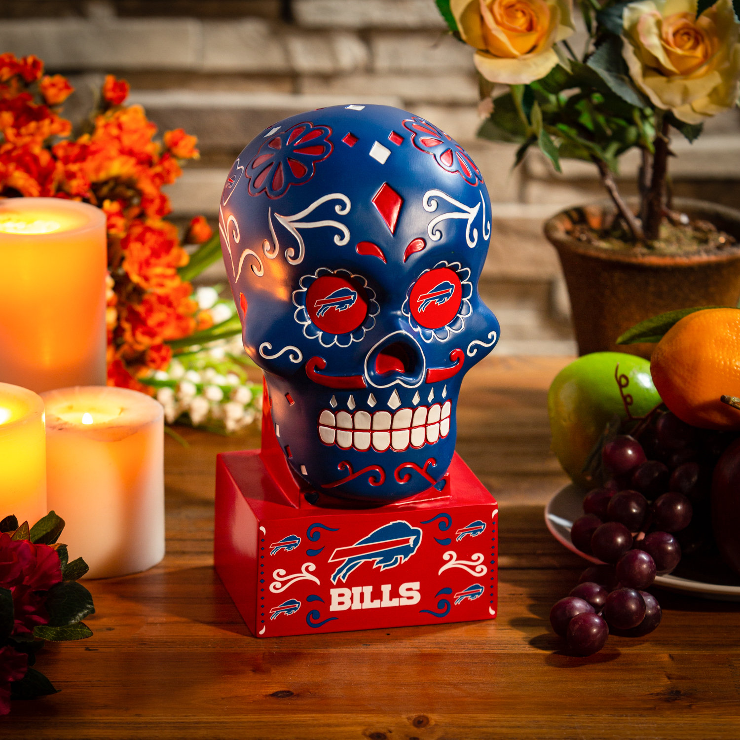 Evergreen 49ers Sugar Skull Statue White