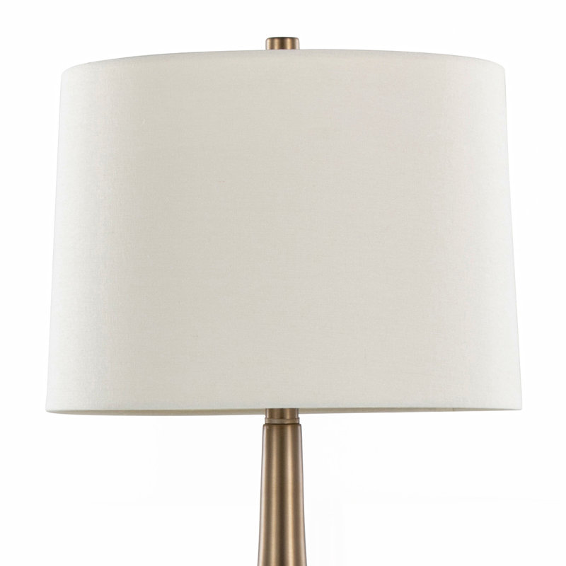 Lampe de table 29 po Diana en bronze doré mat avec abat-jour en lin blanc Diana de Grandview Gallery, Bronze