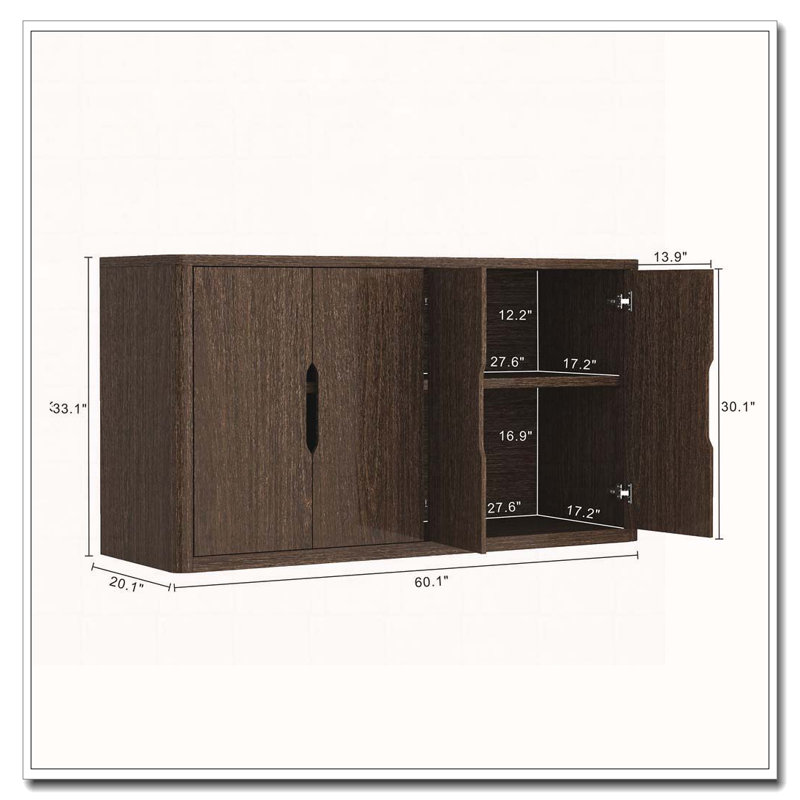 Armoire 4 portes avec rangement, Brown