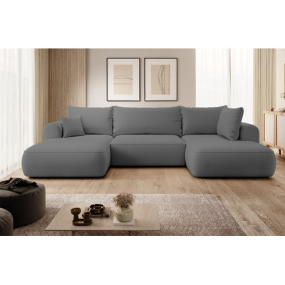 Ovo U-shaped Corner Sofa with Storage Box Olive Velour Left-hand Side