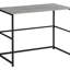 Bureau d'ordinateur moderne en stratifié gris avec tiroirs de rangement, polyvalent pour le bureau à domicile et les espaces compacts, à gauche ou à droite.-121068649