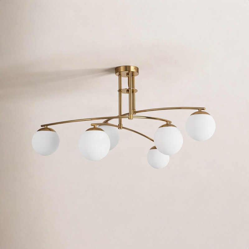 Fairfax Glass Bubble Semi Flush Mount, Gold, 6