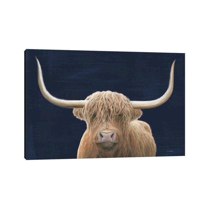 «Highland Cow Navy» par James Wiens - reproduction d'art sur toile tendue, H 40 po x l 60 po x 1,5 po