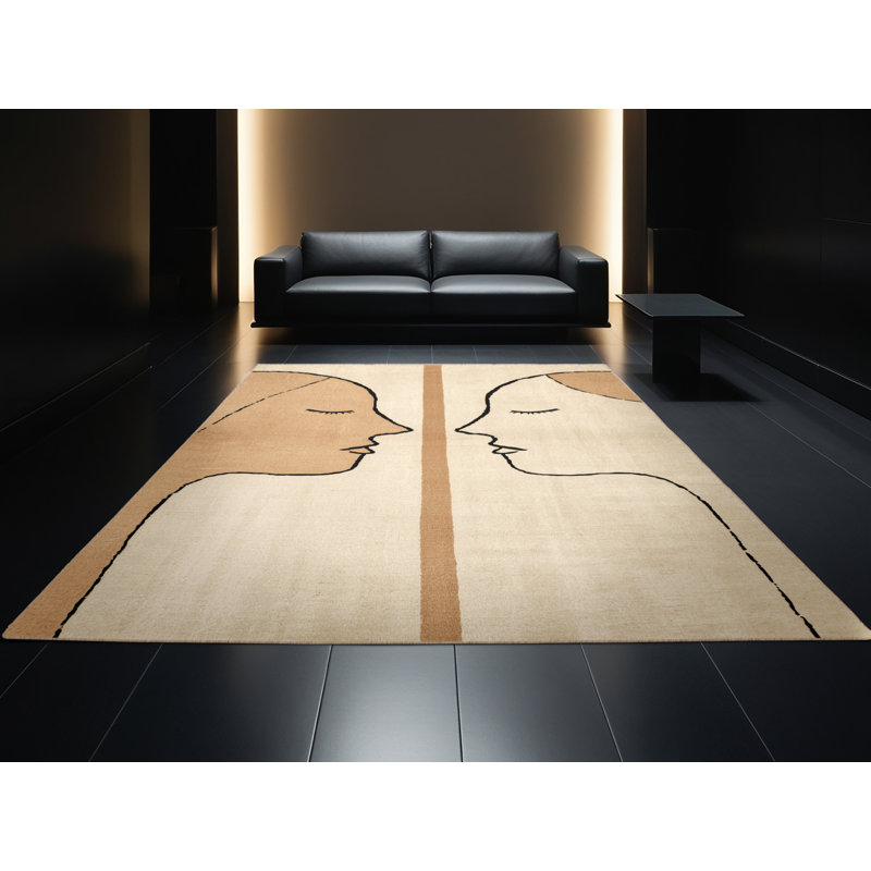 Tapis beige moderne et contemporain lavable à la machine Williamsbridge Valentines - reliure beige, 2 x 5