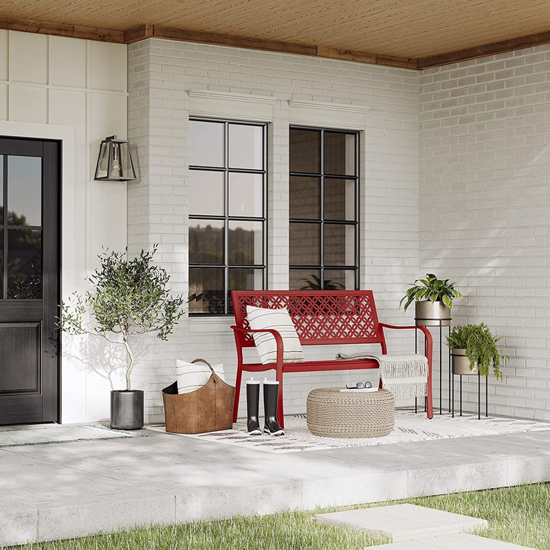Banc de jardin en acier Roselynne, Rouge