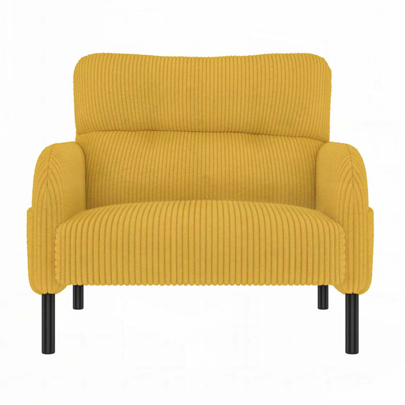 Corduroy Fabric Accent Armchair, Yellow