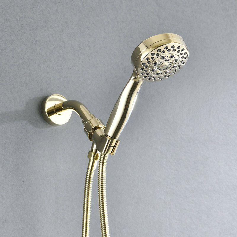 High Handheld Shower With 5 Settings - 3.5" Diameter Spray Head, Good Impact Resistance, Adjustable Water Flow, Includes Hose Mode Quality Abs, Removable , Wall Mounted, Round Shape, Consistent