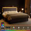 Grand lit tapissier avec 2 tiroirs de rangement, lit de rangement en velours avec lumière DEL et station de charge-1875318806-1875318800