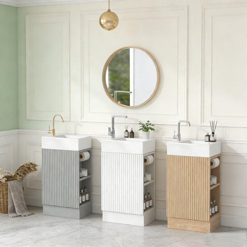   Sangre 18.6" Modern Single Bathroom Vanity Set, Reversible Bathroom Storage Cabinet for Small Space  ﻿, Gray