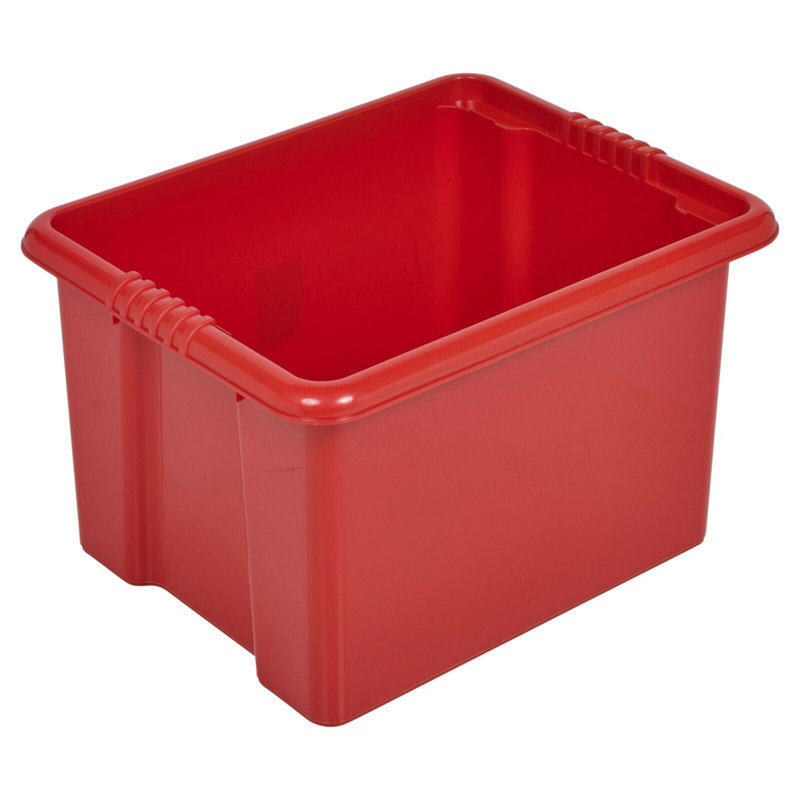 Symple Stuff Plastic Decorative Bin, Red