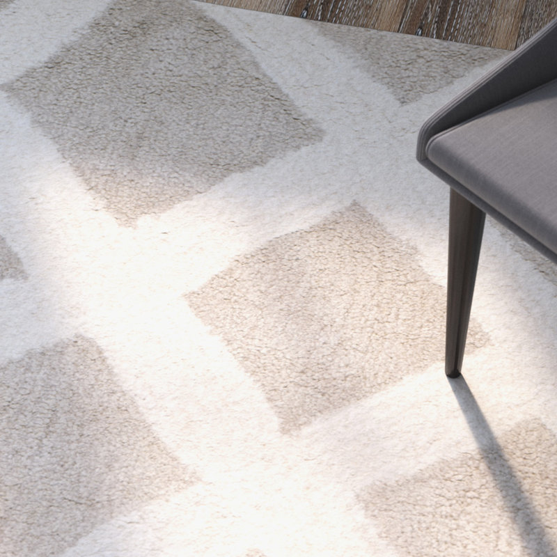 Tapis beige touffeté à la main Deedre, Carré 6 pi