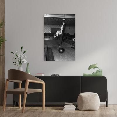1930S Man Bowling Just Releasing Ball Into Alley Classic Retro Vintage Wall Art