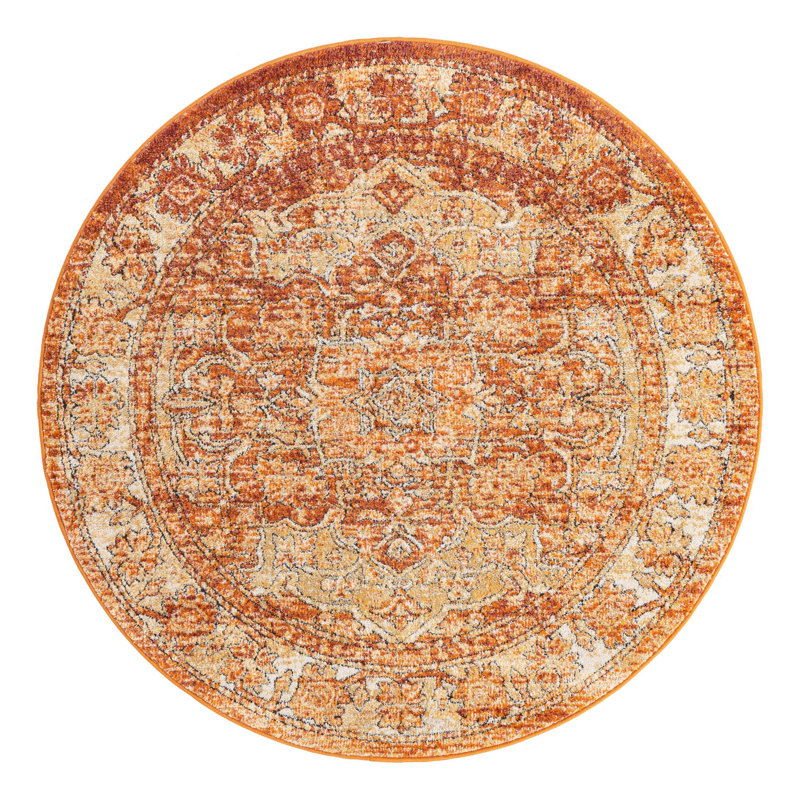 Tapis oriental rouge rouille Alresford, Rond 5 pi 1 po