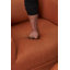 Fauteuil demi-tonneau pivotant en lin avec repose-pieds-733757785