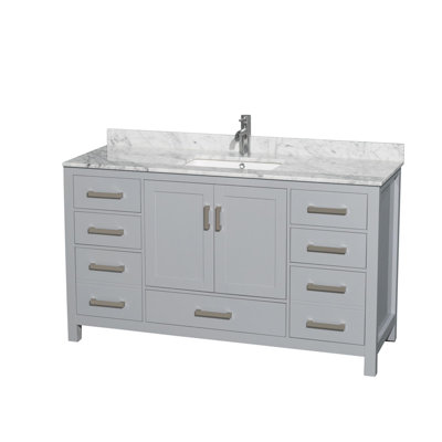 Ensemble de meuble-lavabo simple 60 po avec plateau en marbre Sheffield