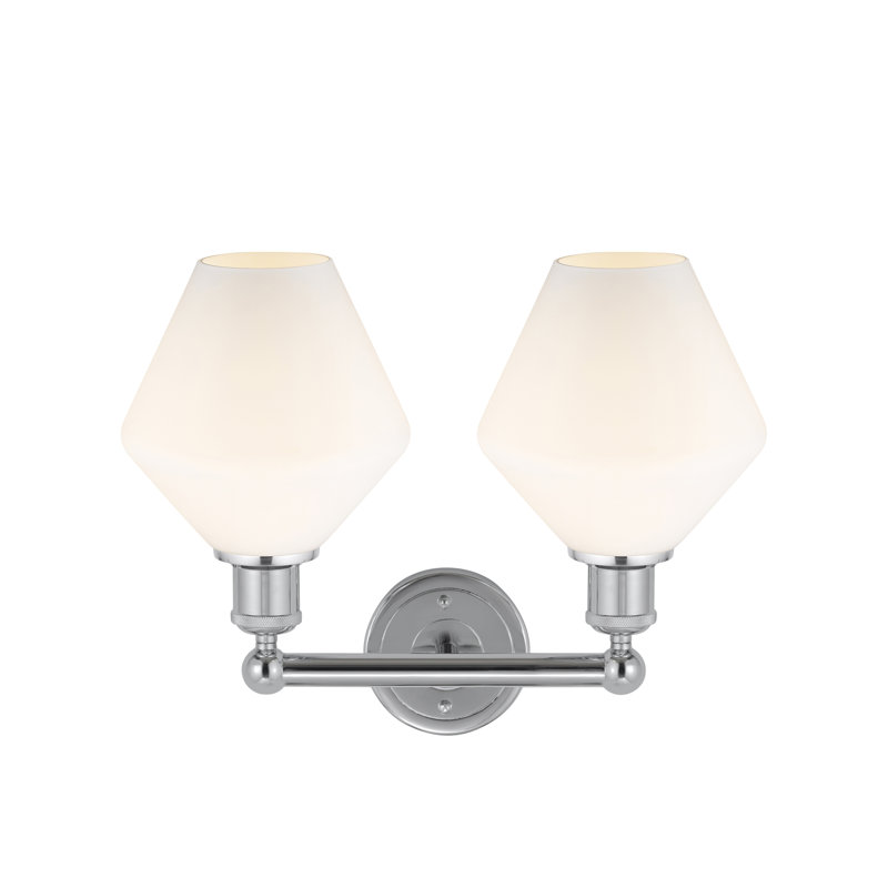 Éclairage pour meuble-lavabo à intensité variable 2 lumières Amylea, Boîtier blanc mat, Chrome poli