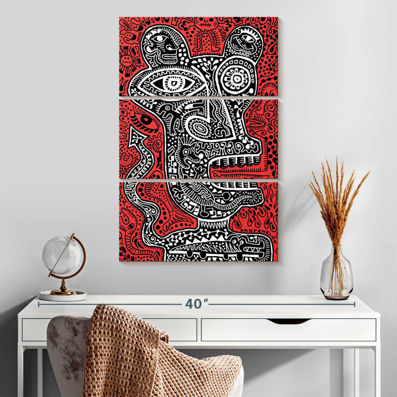 Kelan Tiki Head I Red, 32" H x 20" W