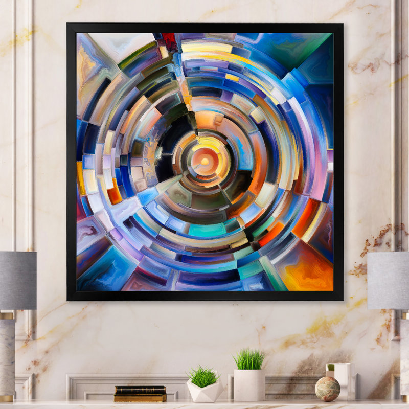 «Prayer Circle Series Disc», reproduction d'art sur toile encadrée, Cadre photo noir, H 16 po x l 16 po x P 1 po