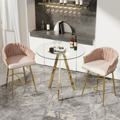Round Bar Table and Bar Stools Set for 2-4