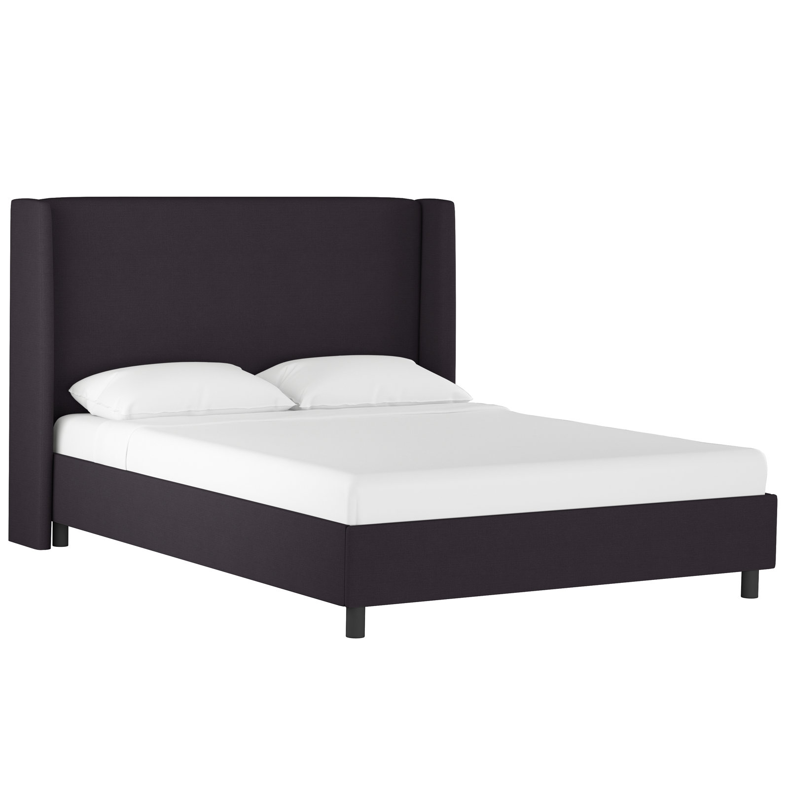 Tilly Linen Upholstered Wingback Bed, Full, Linen Black