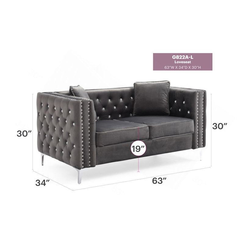 Causeuse contemporaine stylisée grise, Gris