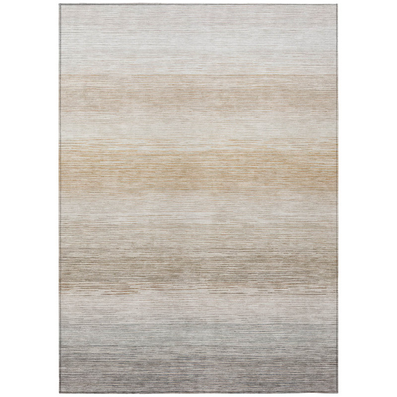 Machine Washable Indoor/Outdoor Chantille ACN2891 Striped Rug, 3' x 5', Putty