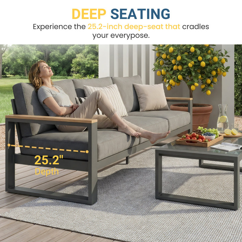 Ensemble de mobilier d'extérieur 9 personnes, Gris