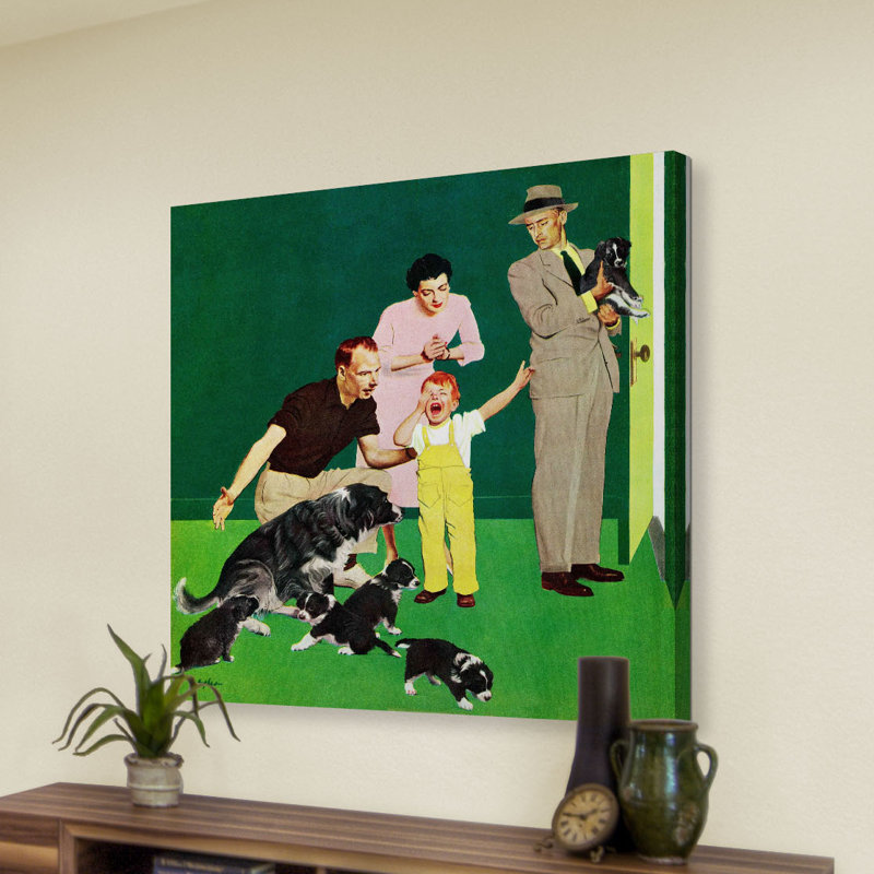 « chiot solde » par george hughes, reproduction d’art sur toile tendue, H 48 po x l 48 po