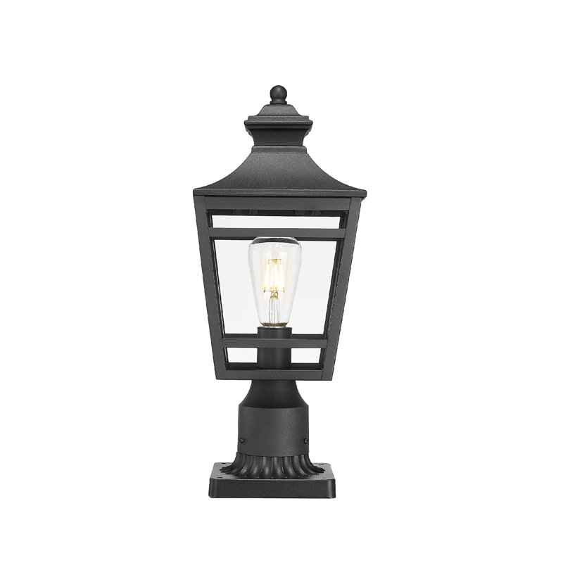 Grand lampadaire d'extérieur, lampadaire en aluminium imperméable 18,1 pouces avec verre transparent, éclairage de terrasse pour poteau de clôture pour jardin, patio, sentier (paquet de 2)