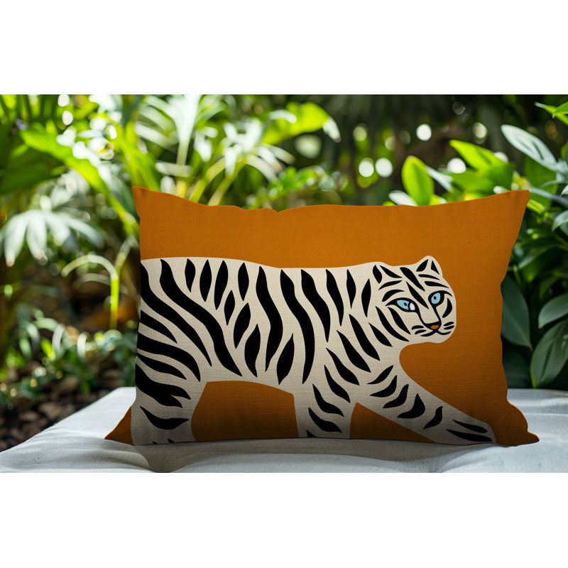 Oreiller rectangulaire intérieur / extérieur Gigi Tiger, Orange, H 25 po x l 18 po