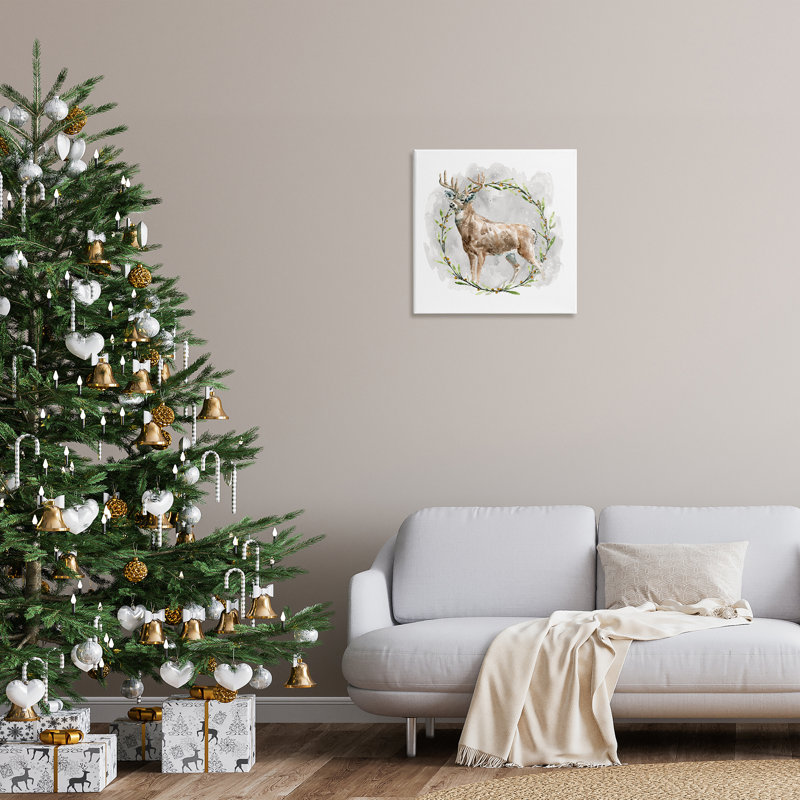 «Rustic Deer with Wreath» par Carol Robinson, H 24 po x l 24 po