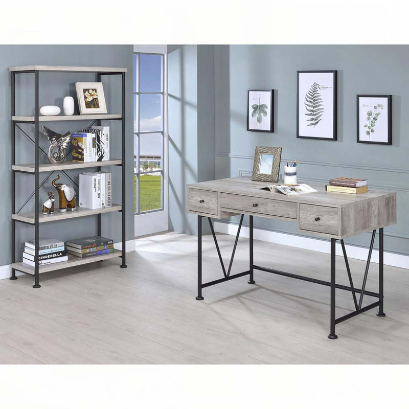 Grey Driftwood 4-shelf Bookcase