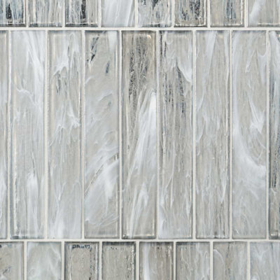 Komorebi Brick Metallic 2X12 Subway Look Polished Glass Tile