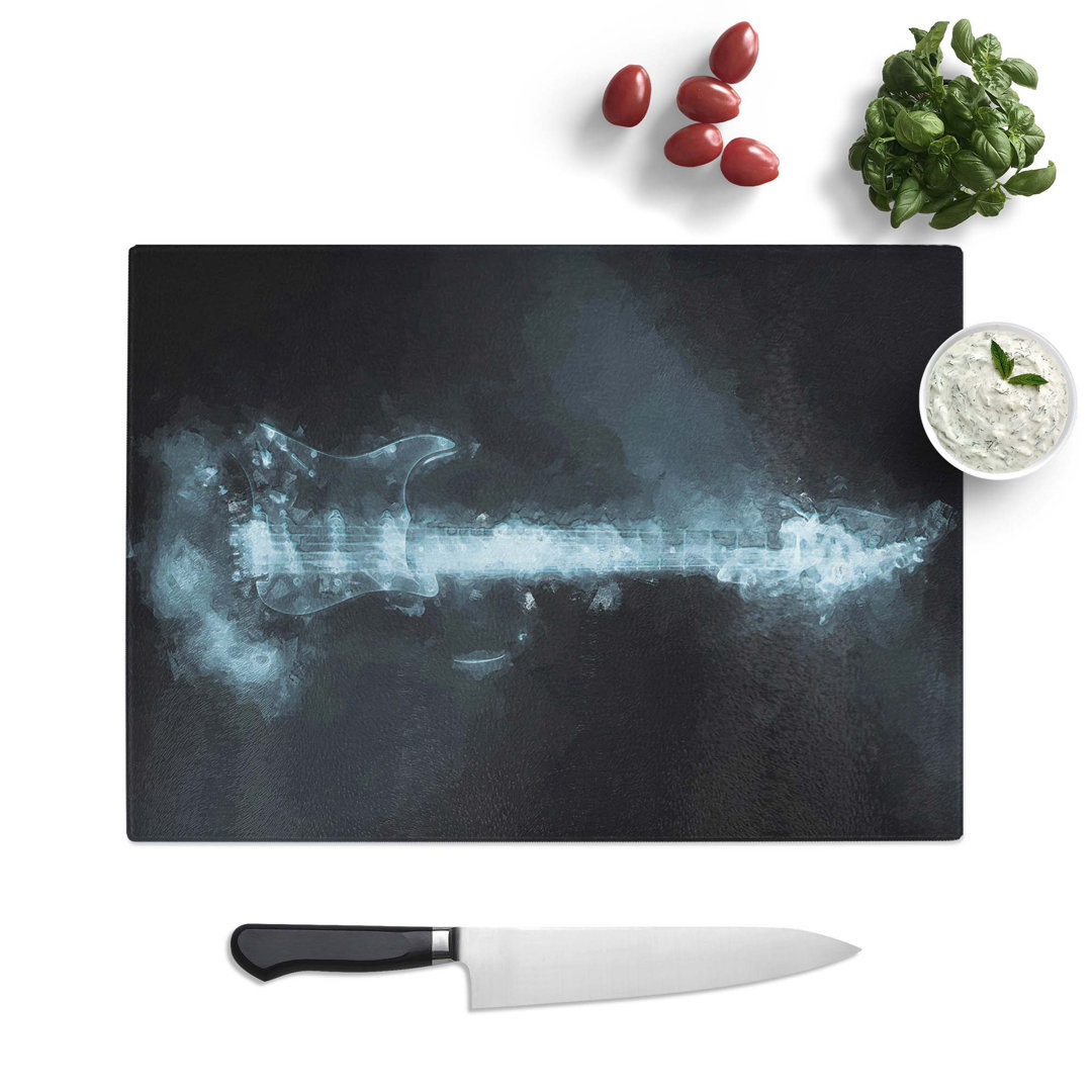 Tempered Glass Smokey Electric Guitar Abstract Art Chopping Board