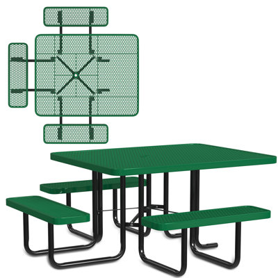 Leisure Craft 46" Square ADA Accessible Outdoor Picnic Table with 3 Bench Seats