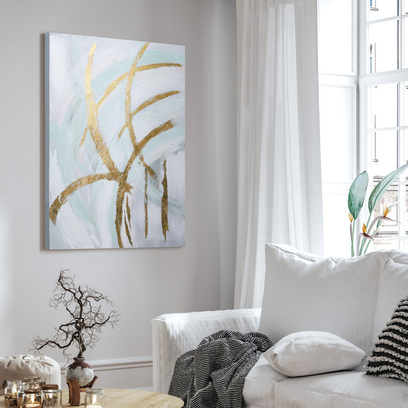 «Golden Streaks Textured Metallic» par Martin Edwards, reproduction d'art sur toile tendue