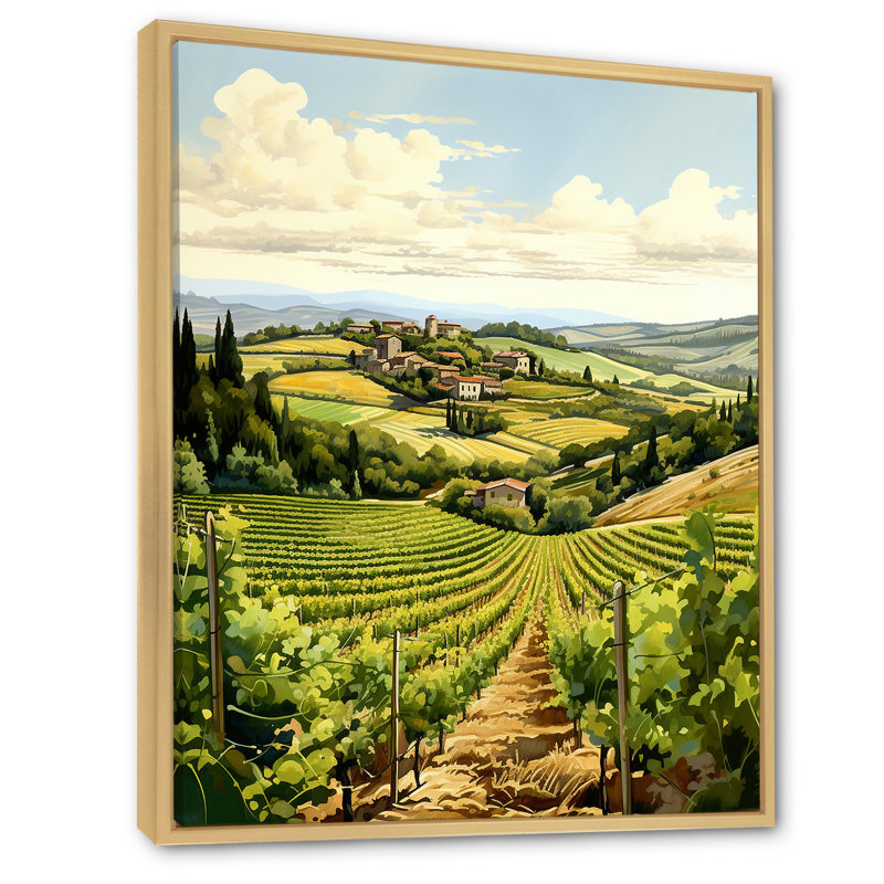 «Vineyard Scenery Beauty V», reproduction d'art sur toile, Cadre naturel flottant, H 32 po x l 16 po x P 1 po